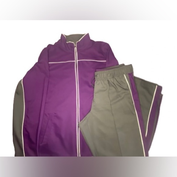 made for life Tops - Made for Life Purple Gray White Full Zip Up Activewear Set